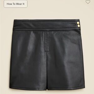 NWT J Crew Black Faux Leather Skort